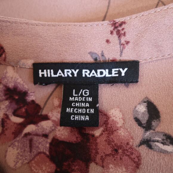 Hilary Radley Blouse Sz L V-Neck Long Sleeve Floral Pink L Cottagecore Office - Picture 4 of 10